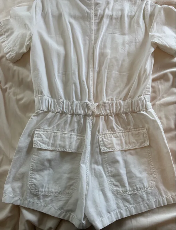 ZARA White Denim Romper - Image 4