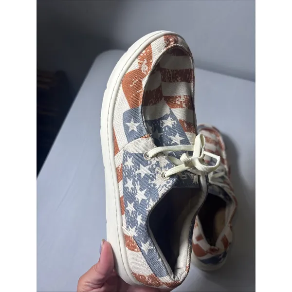 Ariat Hilo Distressed Flag Lace Up Shoes Patriotic Size 10 USA America - Image 3