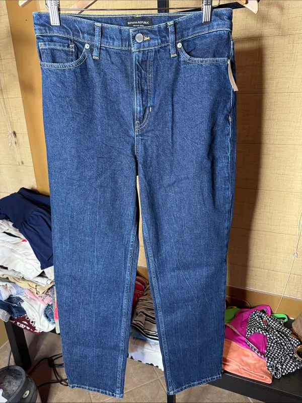 NWT Banana Republic High Rise Straight Jeans Dark Wash Size 30 - Image 3