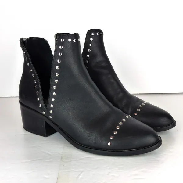 Steve Madden Conspire Ankle Boots Women 9M Black Leather Studded Cutout Rock - Image 2