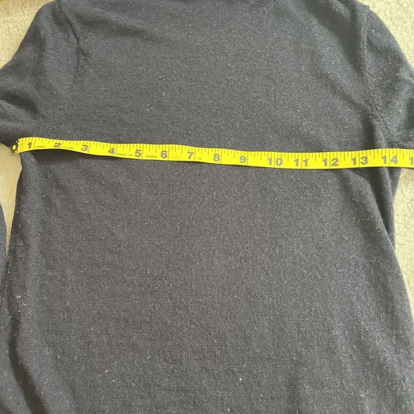 Abercrombie & Fitch Merino Wool Sweater Black S Mock Neck Button Academic Preppy - Image 7