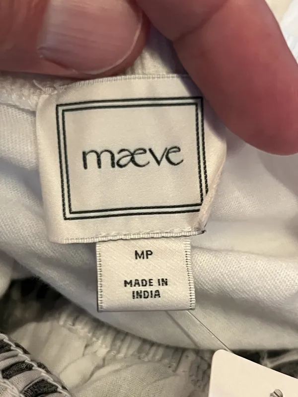 Maeve Anthropologie Dress Womens Petite Medium Black White Striped Smocked Midi - Image 10