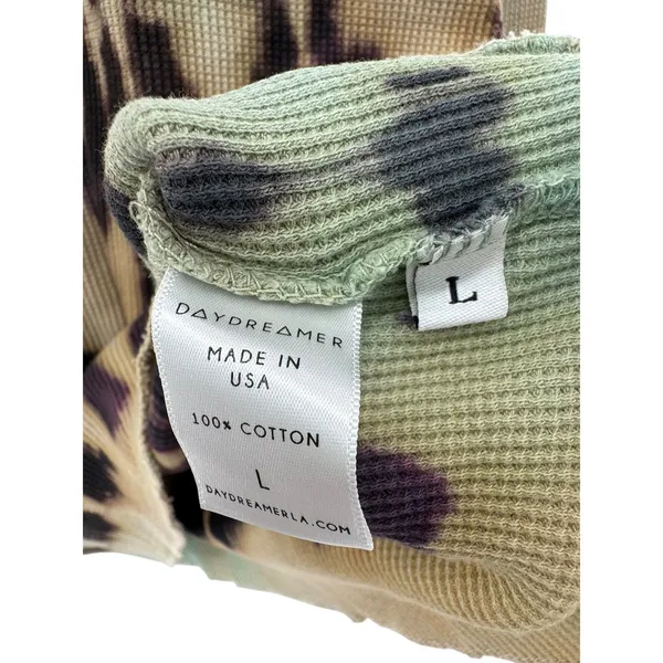 Daydreamer Revolve Tie Dye Waffle‎ Henley Top Size L Long Sleeve Cotton Thermal - Image 7