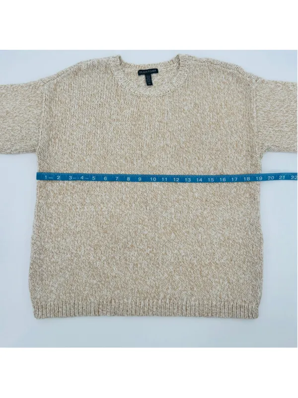 NWOT Women's Eileen Fisher Twisted Chainette Organic Cotton Sweater Size S Beige - Image 7