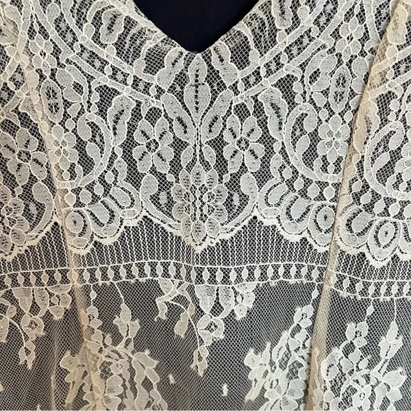 Women's Free People Boho Indie Lace Ivory Dress With Black Lining Size Small‎ - Image 9