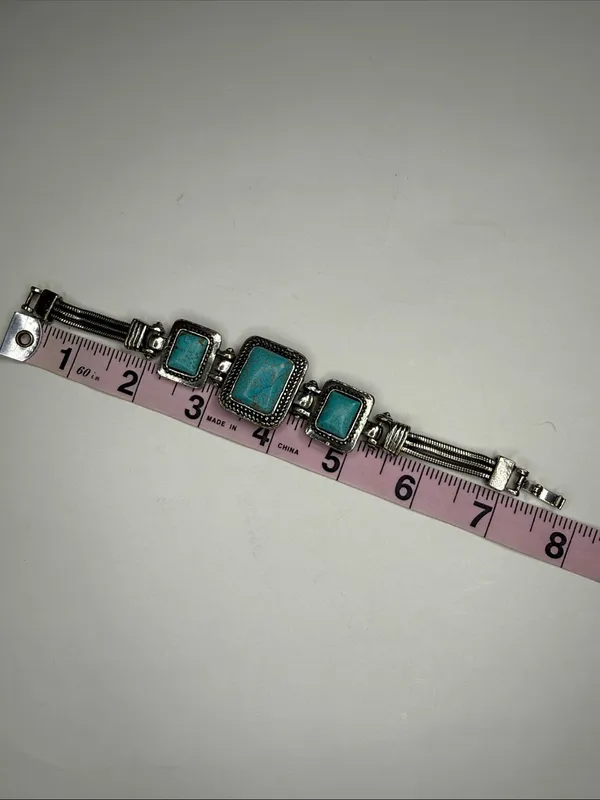 Source Unknown Southwestern multi-strand link turquoise bracelet - Image 7
