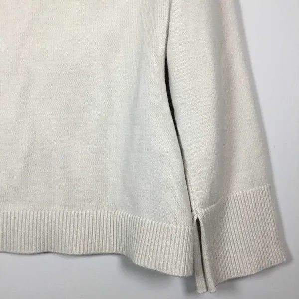 H&M Off White Minimalist Clean Girl Knit V Neck Oversized Sweater S Autumn Fall‎ - Image 3