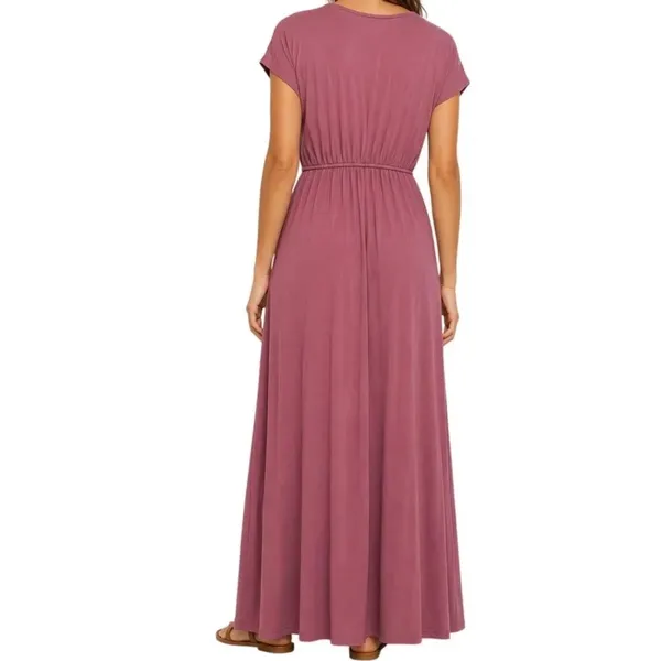 NWT Lulus Rusty Rose Pink V-Neck Jersey Knit Maxi Dress Size Large Stretch - Image 2