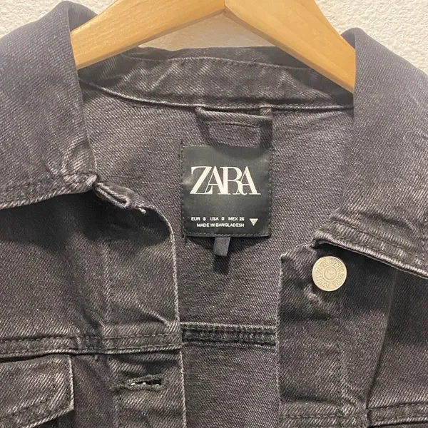 Zara Black Denim Jacket - Small - Image 2