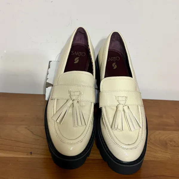 Sarto by Franco Sarto Balinna Cream Patent Tassel Lug Sole Platform Loafers 8.5M - Image 3