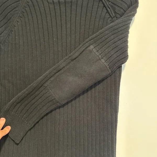 Ralph Lauren Lauren Jeans Co. Medium Black Ribbed Cotton Sweater, Crew Neck. Zip Neckline - Image 12
