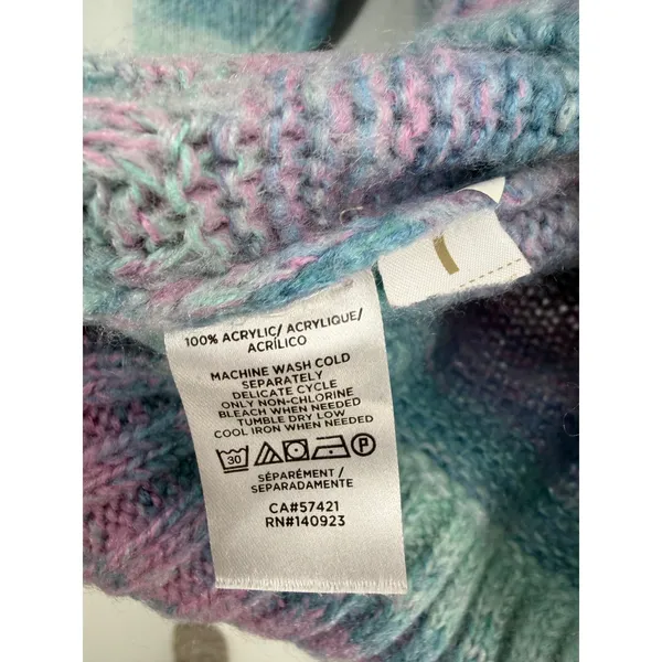 LOFT Womens Sweater Multicolor Striped‎ Space Dye Knit Crew Neck XS - Image 5
