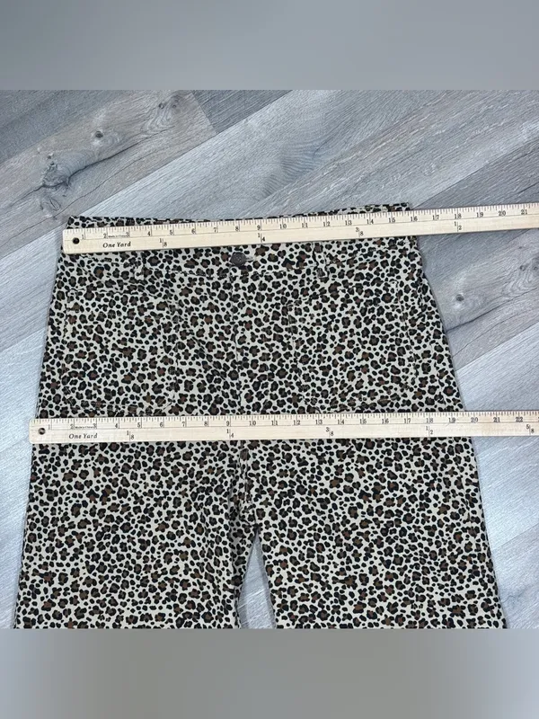 J. Crew Lizzie Leopard Print High‎ Rise Wide Leg Pants Tan Black 30 Chino - Image 11