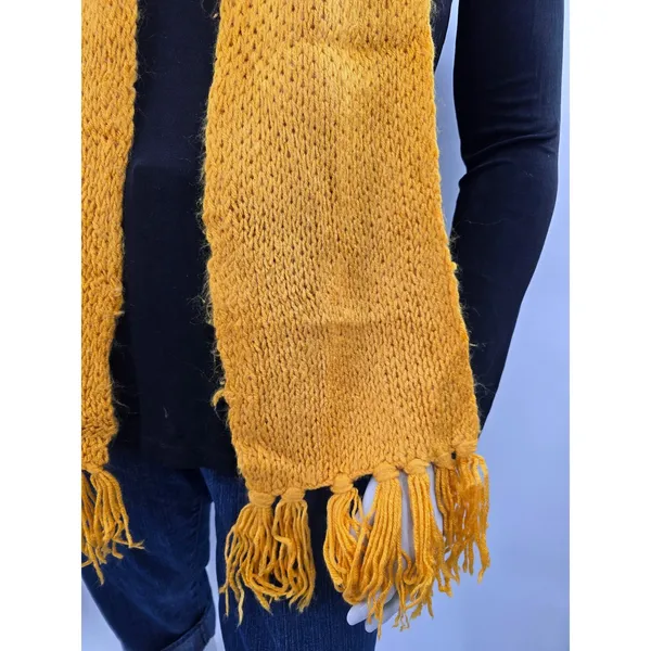 Yellow Y2K Scarves Resort Whimsy Goth Cottage Fairy Knit Cozy Chic Scarf OS - Image 3