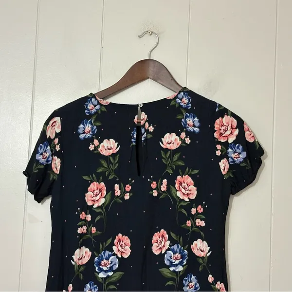 Abercrombie & Fitch Black Floral Mini Dress S Short Sleeve A-Line Cottagecore - Image 8