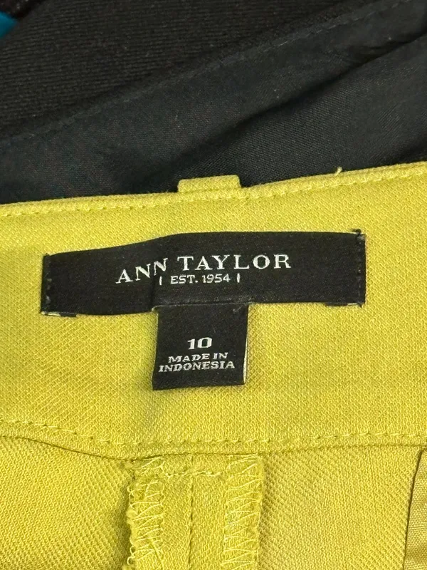 Ann Taylor chartreuse cotton linen tailored cuffed chino shorts Size 10 - Image 5