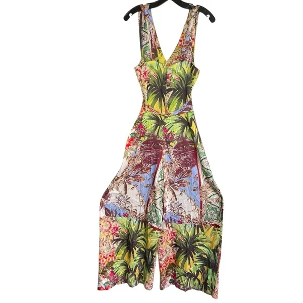 ZARA multicolor JUMPSUIT DRESS WITH presley PRINT Size Medium - Image 5