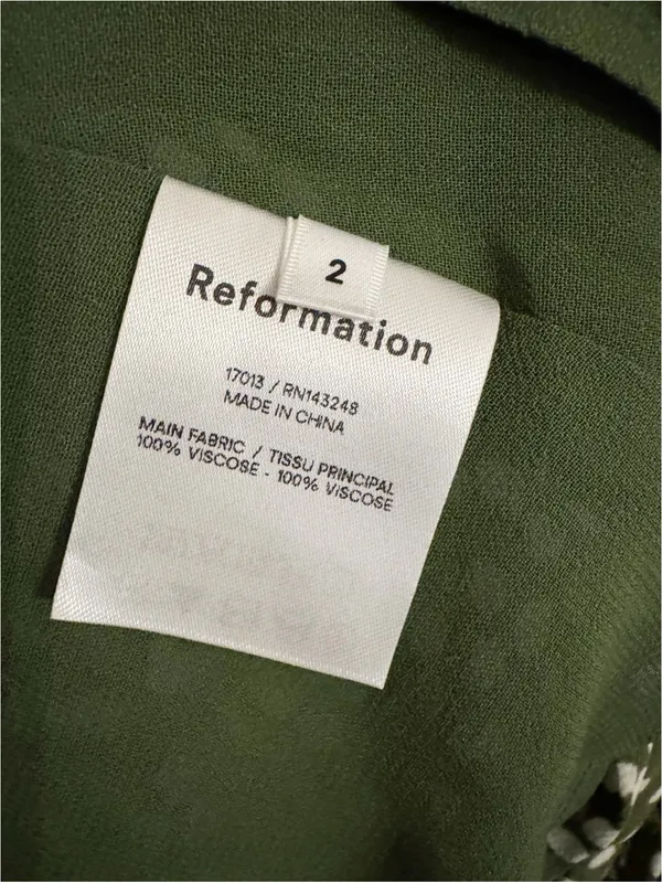 REFORMATION Kellie Maxi Tiered Dress Green Moiret Polka Dots Size 2 - Image 9