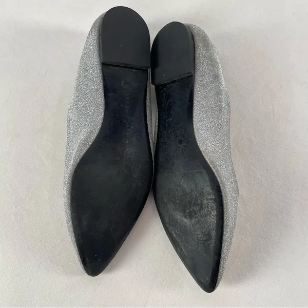 Zara Glitter Slip On Point Toe Ballet Flats in‎ Silver Size 38 or 7.5 - Image 6