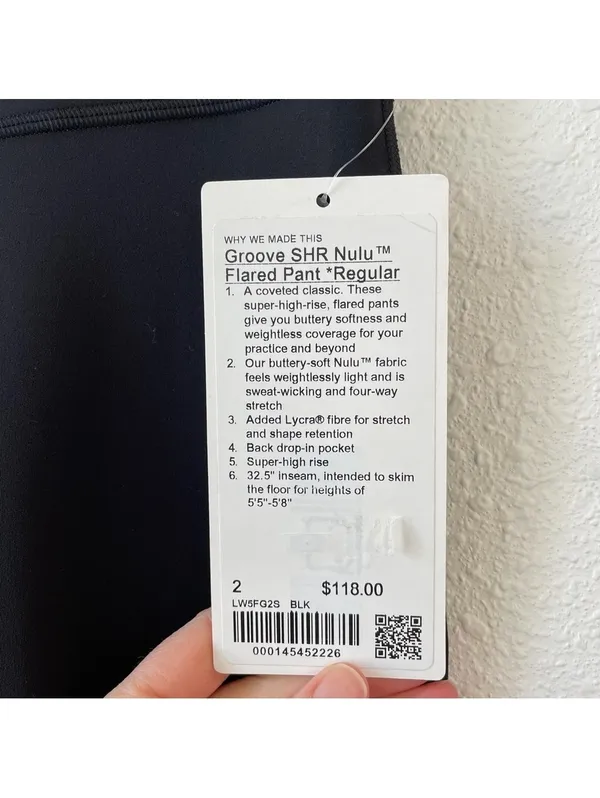 Lululemon Groove SHR Nulu Flared Pant Black Size 2 Regular Athleisure Retro NEW - Image 4