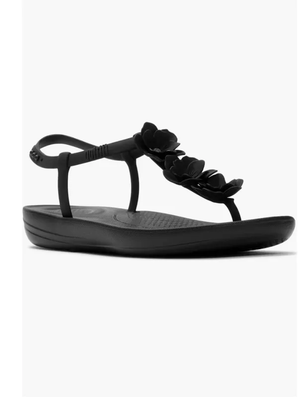 NWT FitFlop Splash Flower T-Strap Sandal 10 M BLACK - Image 2