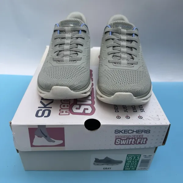 SKECHERS SWIFT FIT HANDS FREE ATHLETIC SNEAKERS SHOES WOMENS 7.5 Gray - Image 3