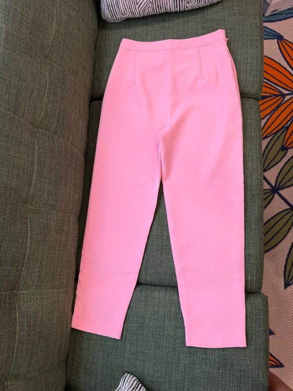 SHEIN Coral Pink Open-Front Ruched-Sleeve Blazer and cropped pant set - Image 6