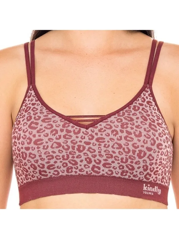 Kindly Yours caged v-neck seamless leopard print bralette size XXL - Image 7