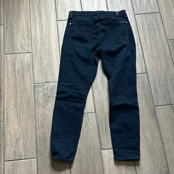 7 For All Mankind Women's Dark Blue Skinny Jeans - Image 3