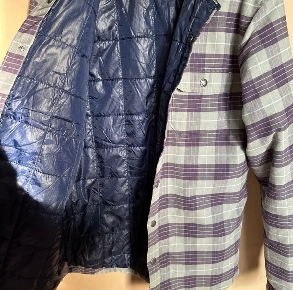 The North Face men’s purple and grey plaid insulated flannel - Image 4