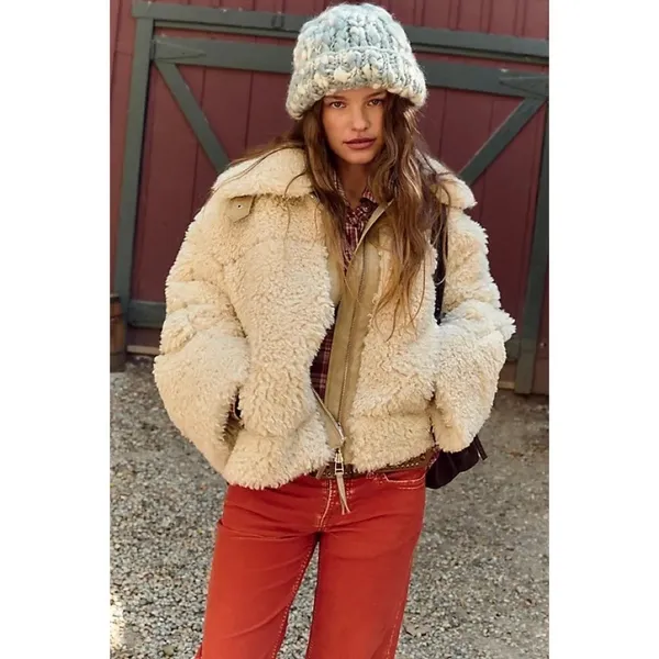 NWT!!‎ FREE PEOPLE Jolie Teddy Coat Faux Fur Oversized Bohemian Outdoors Medium - Image 4