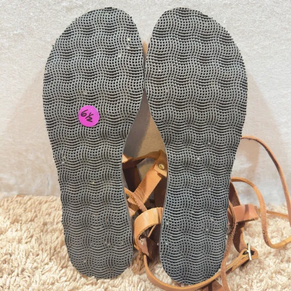 933|Free People Studded Boho Hippie Leather Gladiator Sandals Brown Women 37 6.5 - Image 12