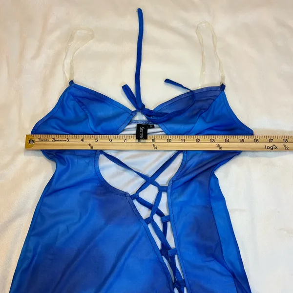 Sister Party Blue Lace-Up‎ Mini Dress - Image 7