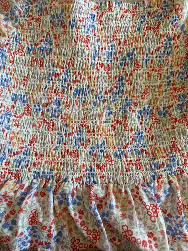 Japna Floral Smocked Peplum Puff Sleeve Blouse Medium Cottagecore - Image 6