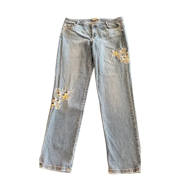 J. Jill Denim Straight Leg Embroidered Jeans size 12 - Image 6