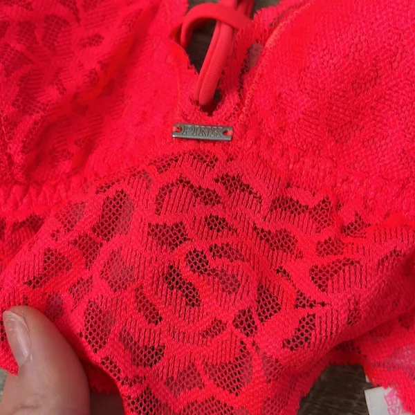 PINK Victoria’s Secret Neon Pink Lace Bra SZ M - Image 6