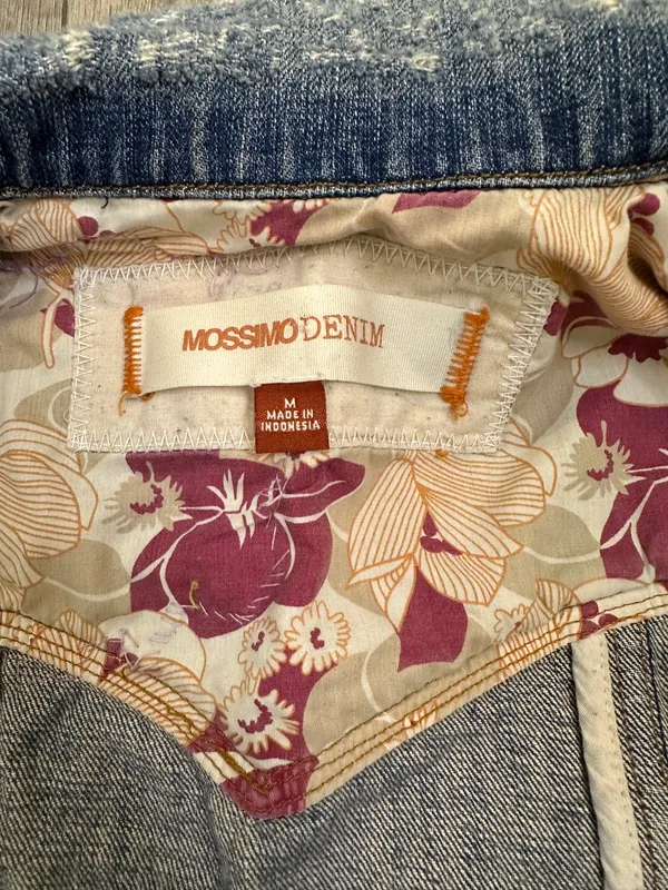 Mossimo Denim Denim Vest Patchwork Floral Distressed M Button Front - Image 7