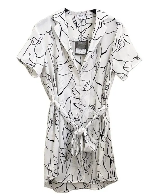 LE LIS Abstract Print Sopi’s Belted Tunic Dress Size M - Image 3