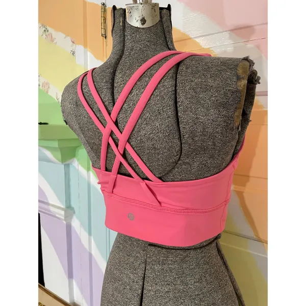 Lululemon Pink Strappy Back Longline Sports Bra Yoga Gym Activewear Medium - Image 3