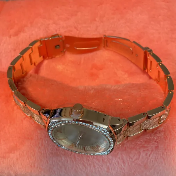NEW BRONZE Crystal Lady Luxe Watch Stainless Steel Band Classic Quartz Time - Image 8