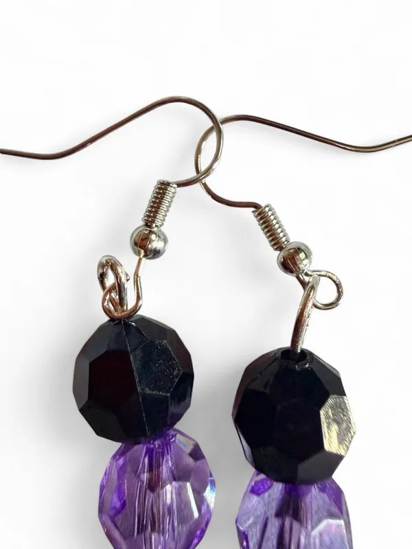 Handmade Gothic Black Skull & Purple Crystal Earrings 💜 - Image 5
