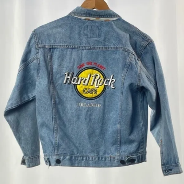 Vintage Hard‎ Rock Cafe Orlando W Roma Pin Cotton Jean Jacket in Blue Size 10 - Image 2