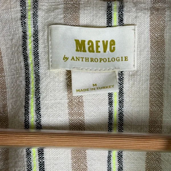 Maeve by Anthropologie Women’s Textured Cotton Stripe Blazer Jacket Relaxed Sz M - Image 4