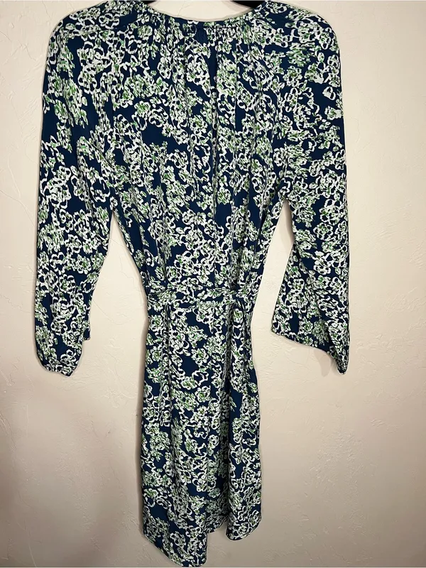 Maeve by Anthropologie Blue Green‎ Floral Button Front Tie Waist Dress - Image 9
