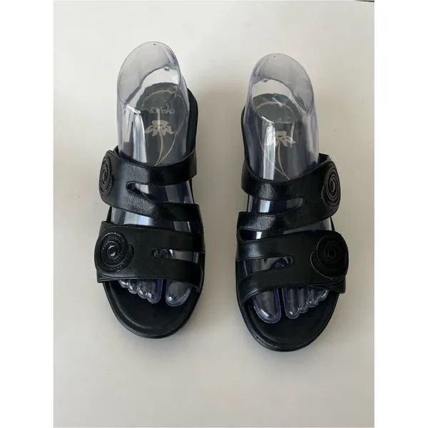 Dansko Dixie Hook and Loop Strap Sequin Swirl Comfort Sandals Black Size 38 - Image 2