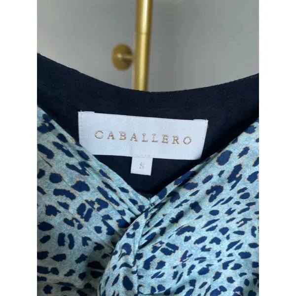 Caballero Ruched Puff Sleeve Ruffle Hem Dress‎ S Animal Print Wedding Date Event - Image 6