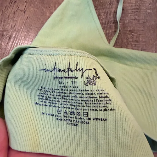 Free People Light Lime Ribbed V-Neck Bralette XS/S - Image 3