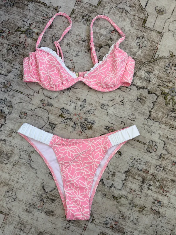 Pink & White Floral Bikini Set - Image 2