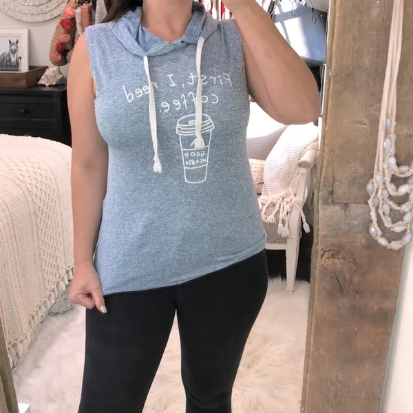 First I need coffee size medium blue hooded top White - Image 2