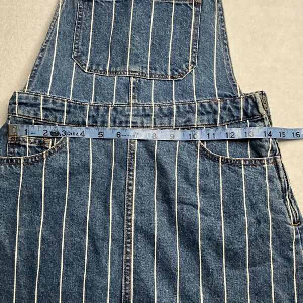 H&M Divided Women Blue Striped Denim Overall Skirt Dress Size 6 - Image 4